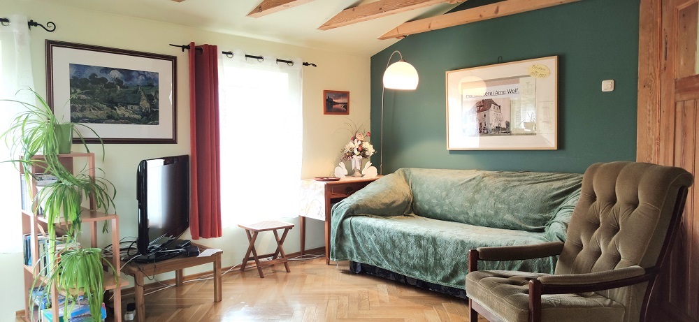 Ferienwohnung Grieß Wohnschlafzimmer Sitbereich